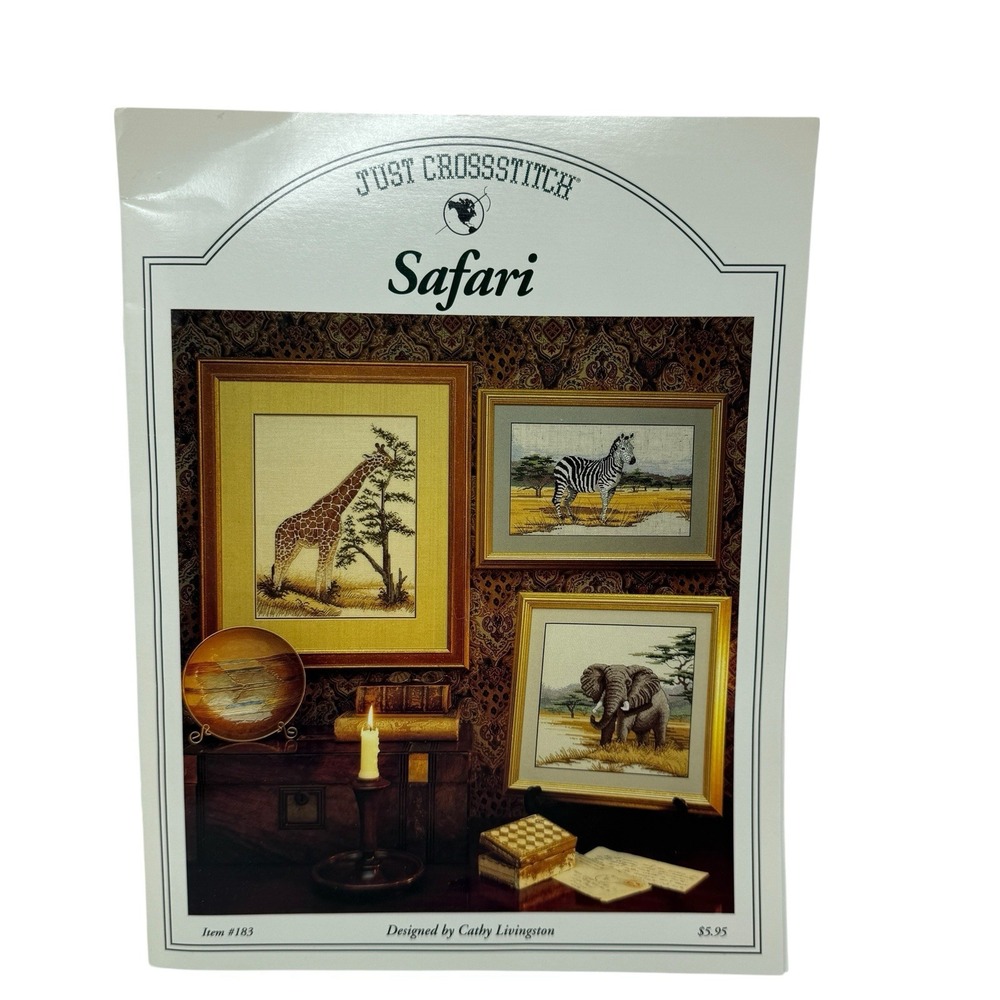 Just‎ Crossstitch Safari Pattern Giraffe Zebra Elephant Cross Stitch Needlework